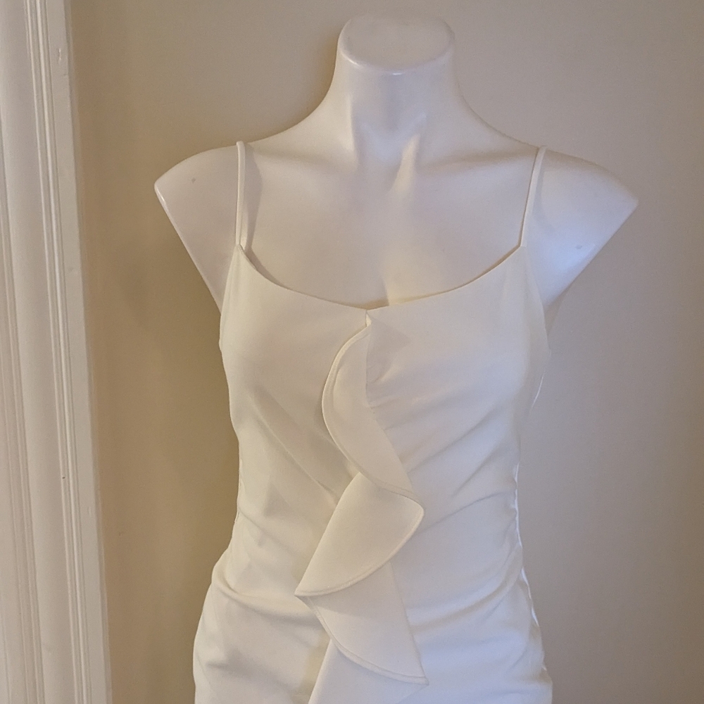 Likely White Ruffle Adjustable Spaghetti Strap Dr… - image 4